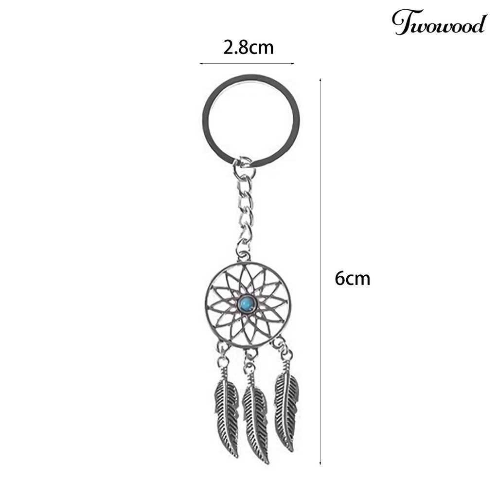 Twowood Gantungan Kunci Dream Catcher Hiasan Batu Turqoise Imitasi