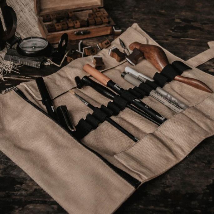 

[COD] Canvas Pencil Roll Case - Brush Case PROMO SPECIAL Kode 981