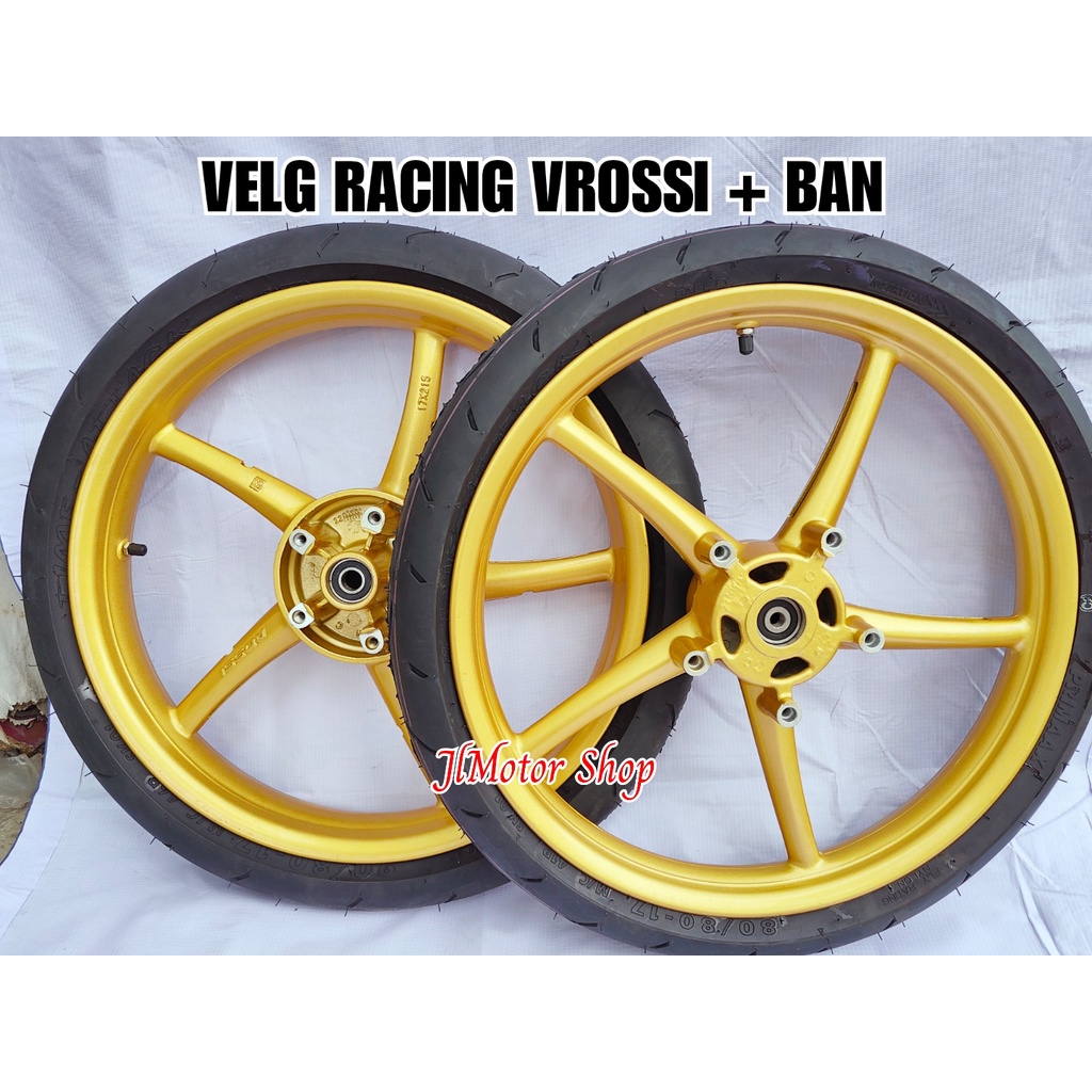 VELG RACING MODEL RCB RXKING JUPITER Z Z1 MX MX NEW MXKING 150 NEW VIXION NVA NVL SATRIA FU SONIC 150 VEGA R RR ZR F1ZR RX KING RXK SCORPIO BEAT VARIO 110 SCOOPY GENIO SPACY PALANG 5 RING 17 + BAN DONAT VROSSI SANCA SET DEPAN BELAKANG