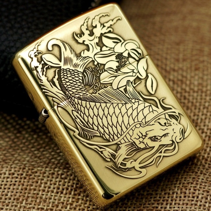 Korek Api Zippo Gold Grafir Ikan Koi 3962-9 High Premium