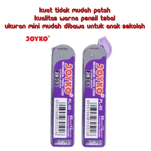 

Isi Pensil Mekanik Joyko 2B 0-5 / Pencil Lead Joyko Isi Pensil PL-05 Joyko Refill 0.5 mm Pensil Mekanik 2B