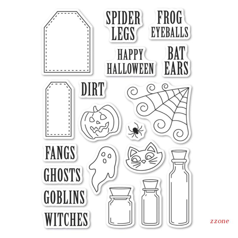 Stempel Segel Bahan Silikon Motif Happy Halloween Untuk Dekorasi Album Foto