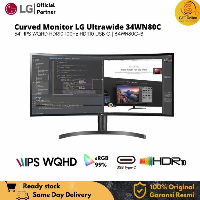 Jual Monitor Led Lg 34wn80c 34wn80c B Curved Ultrawide Wqhd Hdr10 Ips Usb C Shopee Indonesia 