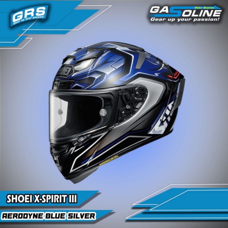 SHOEI X-SPIRIT III AERODYNE BLUE SILVER