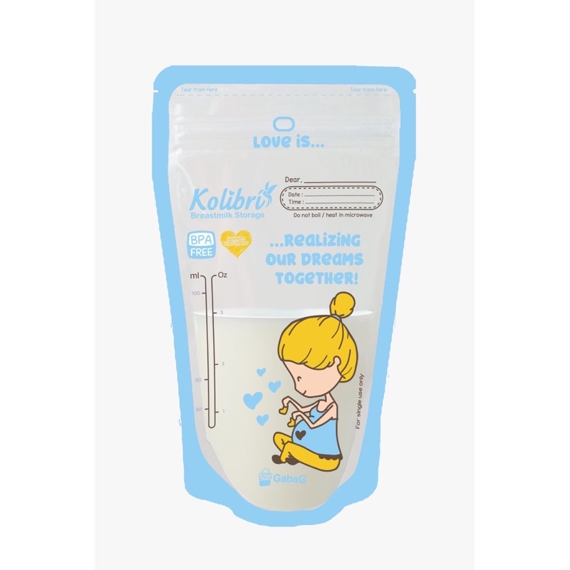 Gabag kolibri kantong asi 100ml love story - asi storage bag | plastik asi