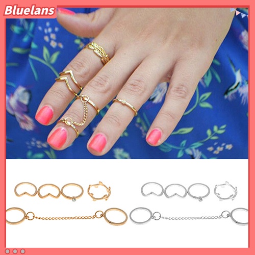 Bluelans 6Pcs Urban Rhinestone Above Knuckle Stacking Band Mid Rings Jewelry