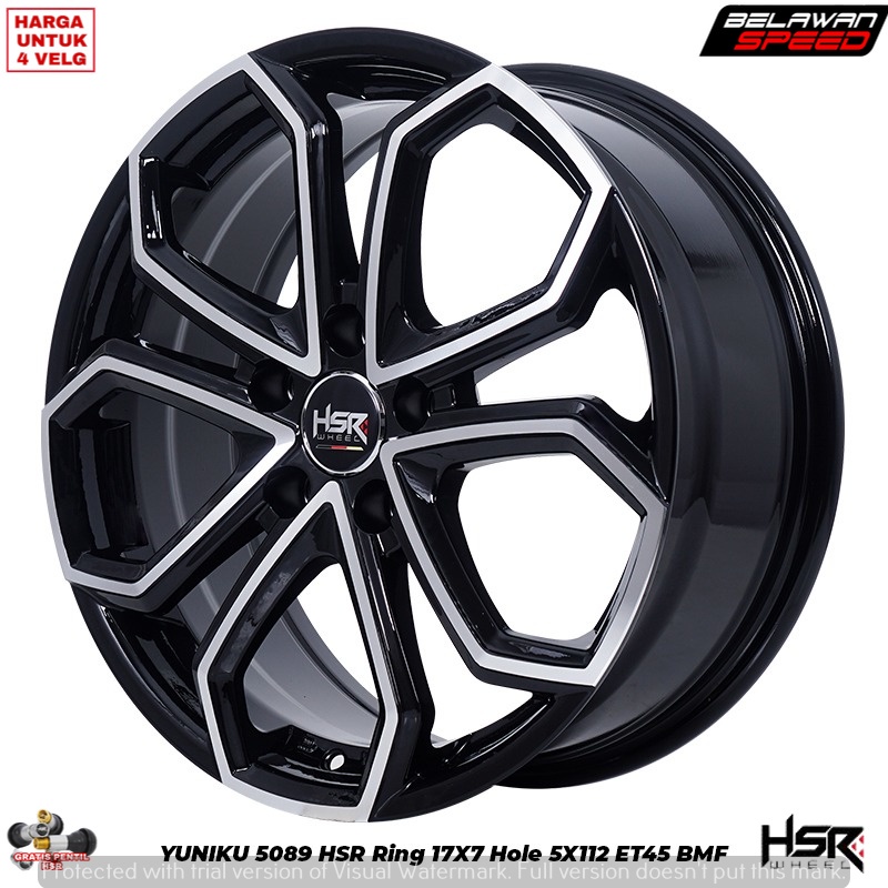 VELG MOBIL RACING RING 17 HSR YUNIKU PCD 5X112 UNTUK MERCY ERTIGA INNOVA GRANDMAX APV CAMRY