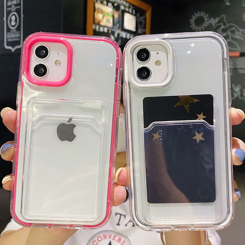 Dompet 3-in-1 Makaron casing handphone silikon lembut IPhone 14 13 12 11 Pro MAX X XS MAX XR 7 8 Plus Case Cover