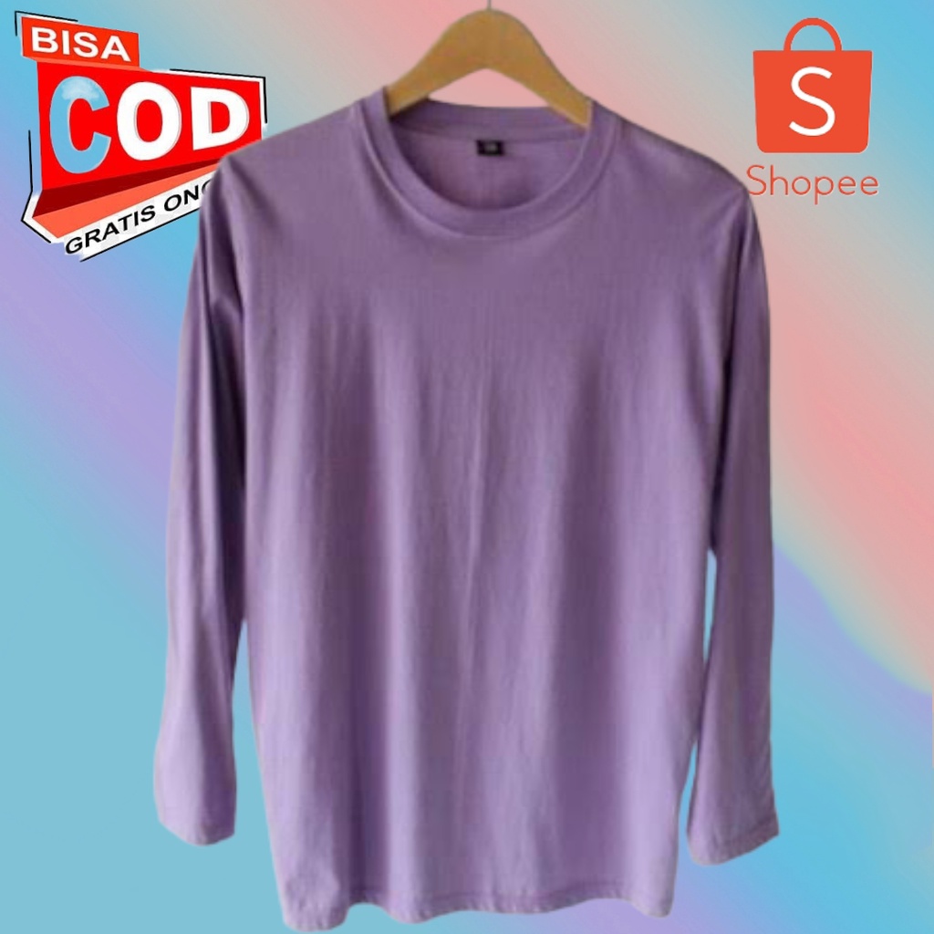 FASHION WANITA kaos tangan panjang polos BAJU LENGAN PANJANG longsleeve TERMURAH pakaian WARNA lilac