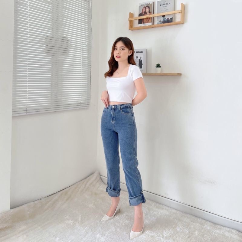 Celana Jeans Panjang Wanita Import Loose Jeans Celana Jeans High Waist