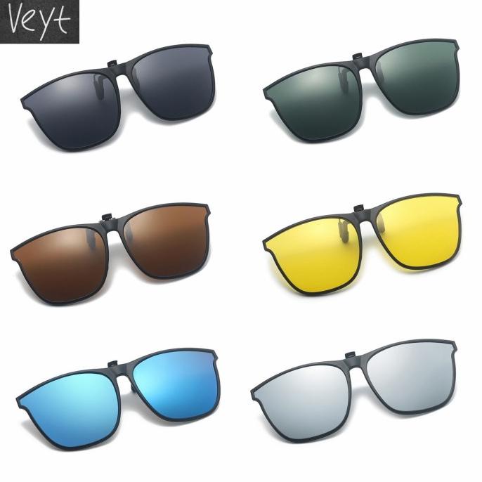 Clip On Kacamata Polarized Flip Up Anti UV Model Kotak