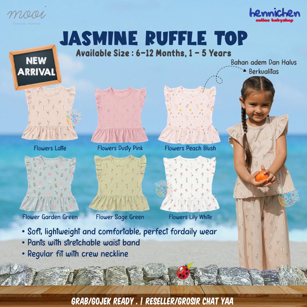 PROMO 7.7 PROMO BAJU LEBARAN MURAH MOOI JASMINE RUFFLE TOP ATASAN PEREMPUAN KAOS ANAK PEREMPUAN 6 BULAN -5 TAHUN