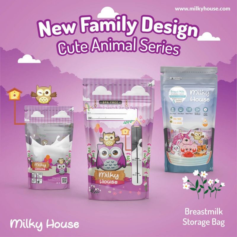 Kantong ASI 120ml isi 30 lembar breast milk storage bag kantong penyimpan asi milky house BPA Free kantong susu