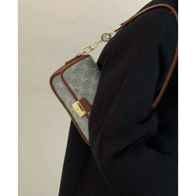 Suhao denim bag wanita 2021 baru trendi fashion abad pertengahan tas ketiak niche all-match in small square bag messenger bag