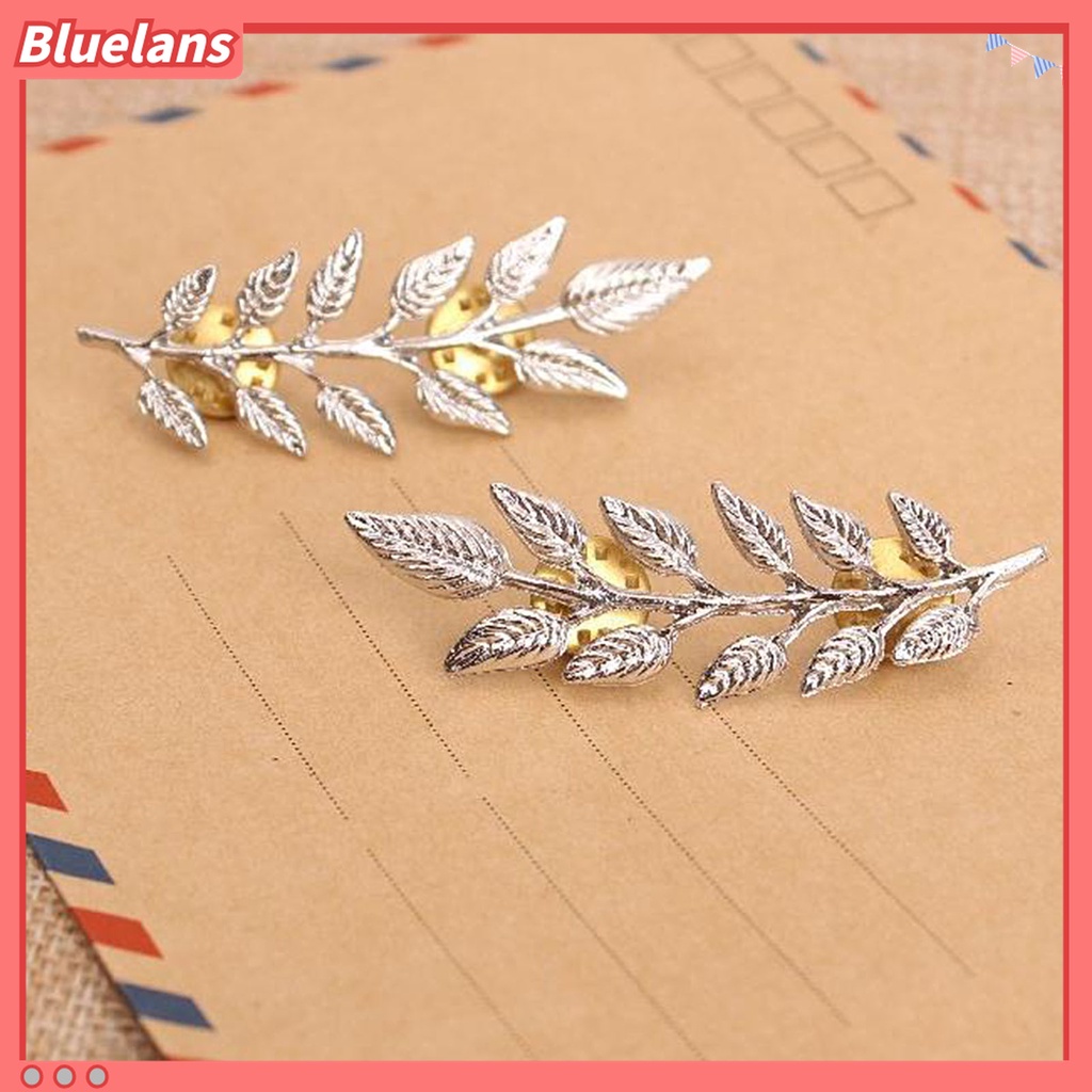 Bluelans 1 Pasang Bros Pin Bentuk Daun Tahan Lama Untuk Dekorasi Pakaian