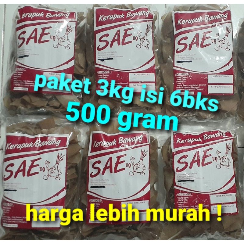 Kerupuk Bawang SAE mentah paket GROSIR 3kg (500gr x 6bks) ASLI Susukan Kab. Semarang