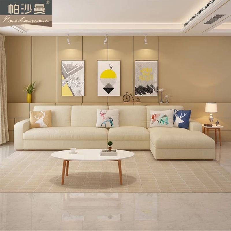 sofa mewah sofa ruang tamu kain bludru desain L mimalis modern