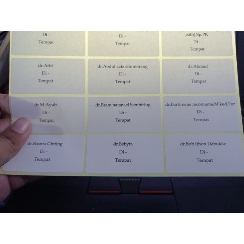 Cetak Label nama Tamu Undangan