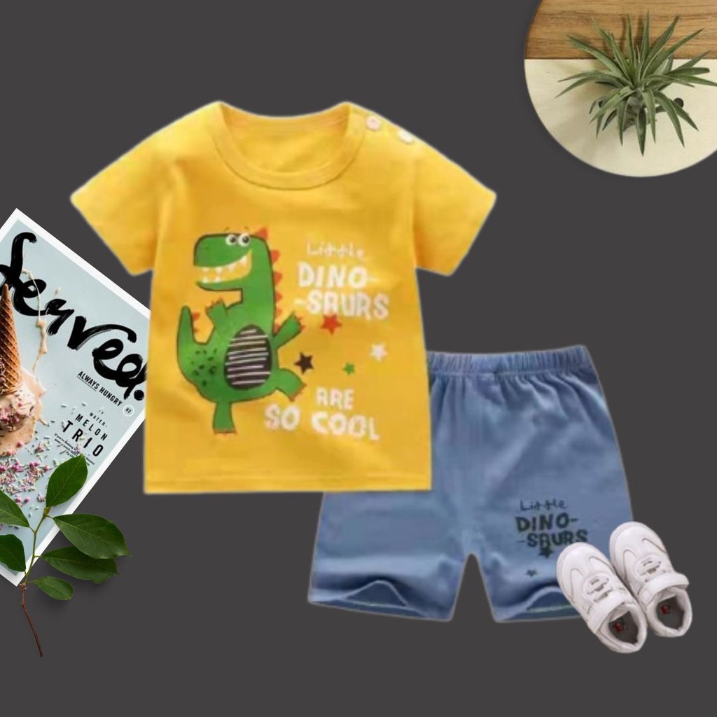 HappyOliver KIDS SUIT PENDEK H5 Setelan Anak Bahan Kaos Lengan + Celana Berkualitas Import ebv cowok NEW2