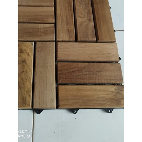 Decking Tile - Ubin Kayu Jati Mozaik Bongkar Pasang - Lantai Pool Deck - Zigzag