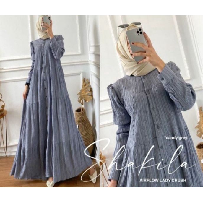 (MSB) GAMIS ADISTY RUFFLE FULL KANCING BUSUI DRESS LADY CRUSH