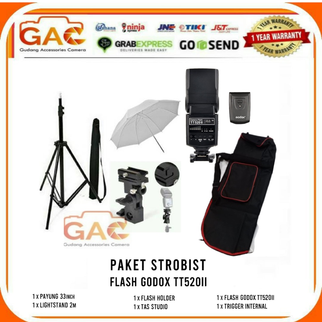 Paket Strobist Flash Godox TT520II include 1 reciver + tas strobist