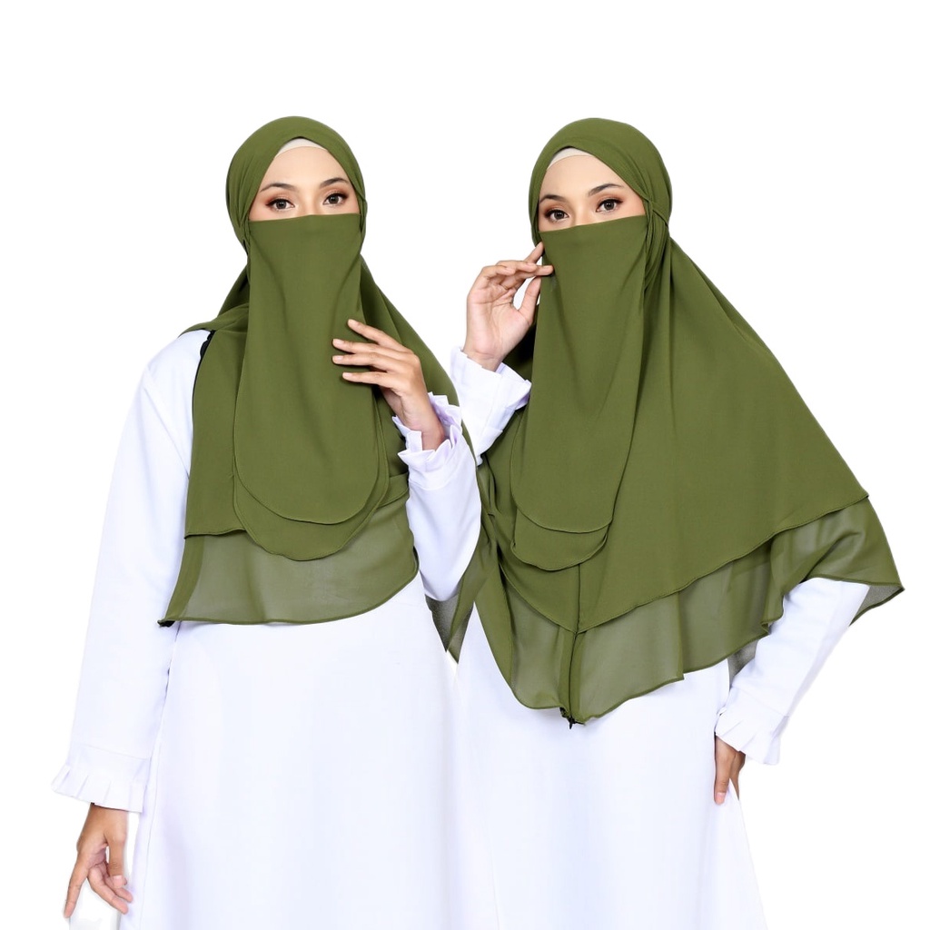 Bergo Jilbab Instan Tali Humaira Zipper Plus Cadar Niqab / Hijab Bergo