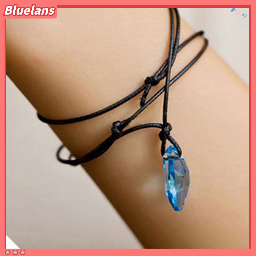 Bluelans Fashion Men Women Faux Crystal Pendant Adjustable Rope Necklace Jewelry Gift
