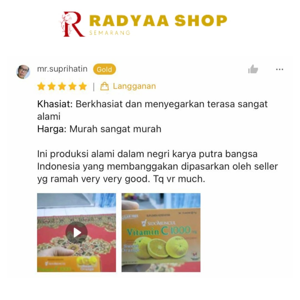 Sido Muncul Vitamin C 1000 Serbuk Lemon 6s - Jaga Daya Tahan Tubuh