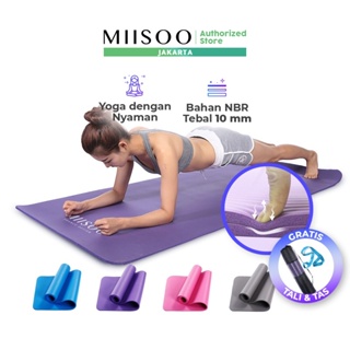 MIISOO Matras Yoga Mat NBR 10mm gym Karpet Senam Yogamat Anti Slip Free Tas