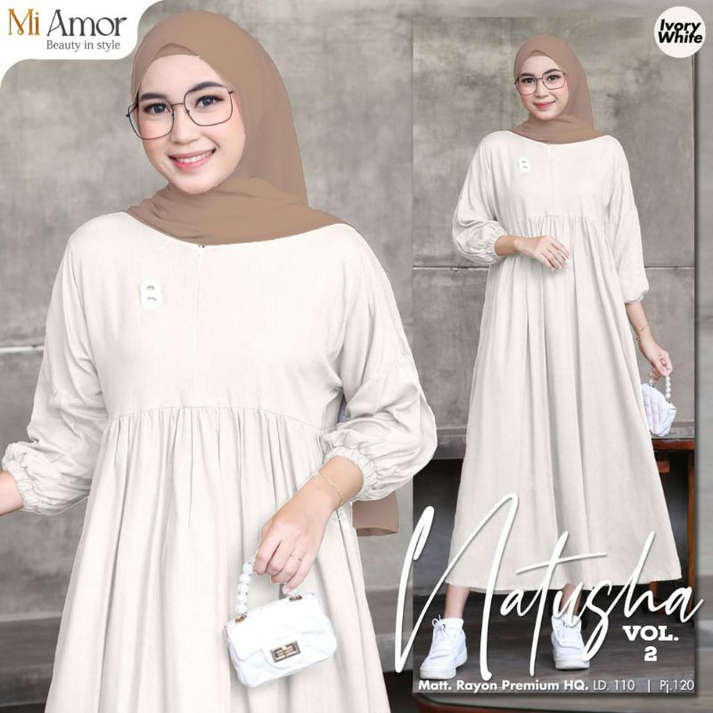 Baju gamis wanita natusha midi dress by mi amor