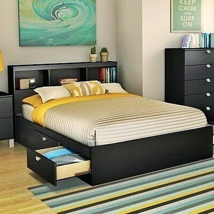 DIPAN MINIMALIS LACI BAHAN KAYU JATI UKURAN 120 X 200 CM