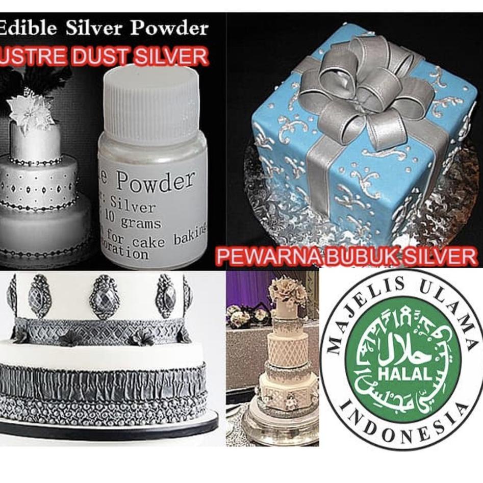 

10.10 Flash Sale FunBaking - Luster Dust Silver (Bubuk Perak) - HALAL - Dekorasi Kue gas !!