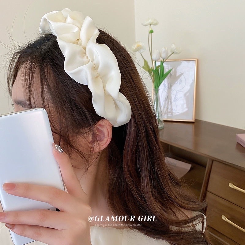 Caliloops Bando Bandana Kerut Scrunchie Nagita Korea Dewasa Lebar Wina