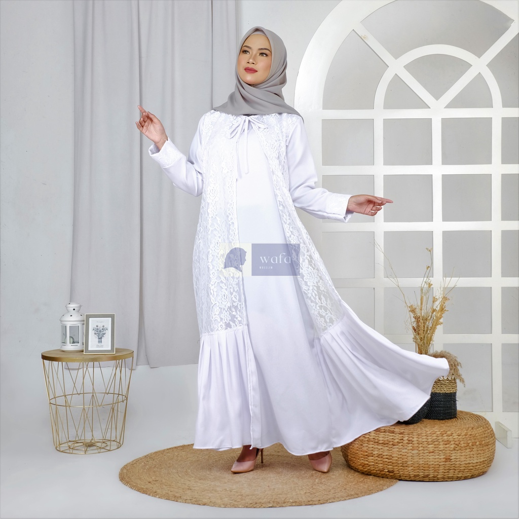 baju gamis putih terbaru 2022 dewasa gamis putih wanita elegan Gamis Terbaru 2022 Modern Lebaran Baj