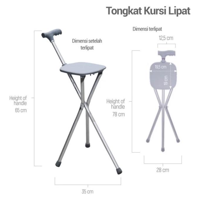 Onemed | Tongkat Kursi Lipat Putih | Tongkat Duduk