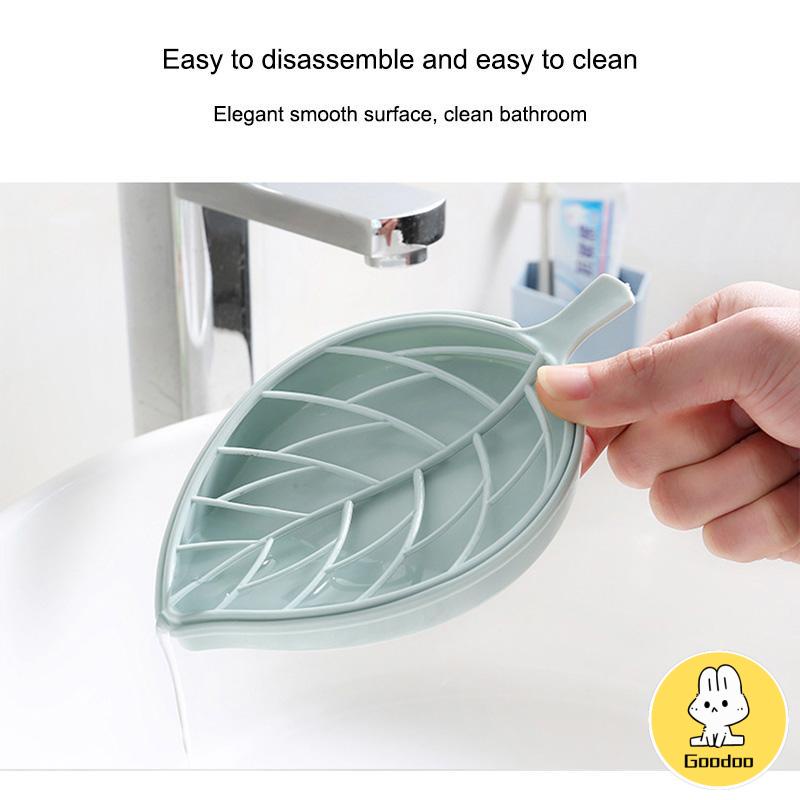 Kotak Sabun Daun Kreatif Kamar Mandi Gratis Punch Suction Cup Toilet Drain Soap Rack -Doo