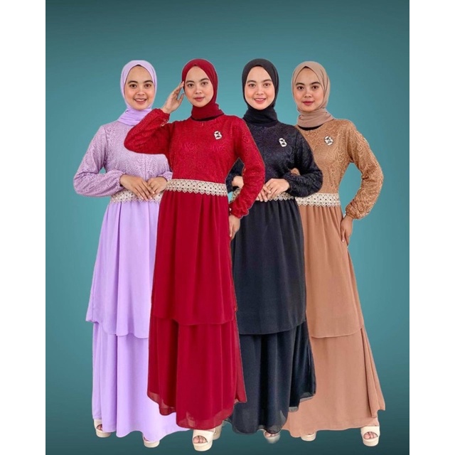 PB Prilly Busan - AREESHA GAMIS MALAYSIA BRUKAT RENDA - MALAY DRESS - MAXYDRESS MELAYU -  DRESS PESTA