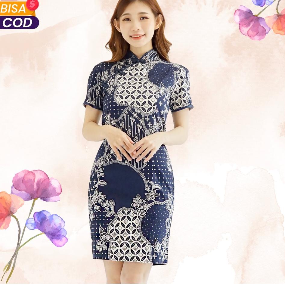 Murah Banget Atasan Batik Full Set Wanita Atasan Baju Batik Modern Batik katun stretch dress china d