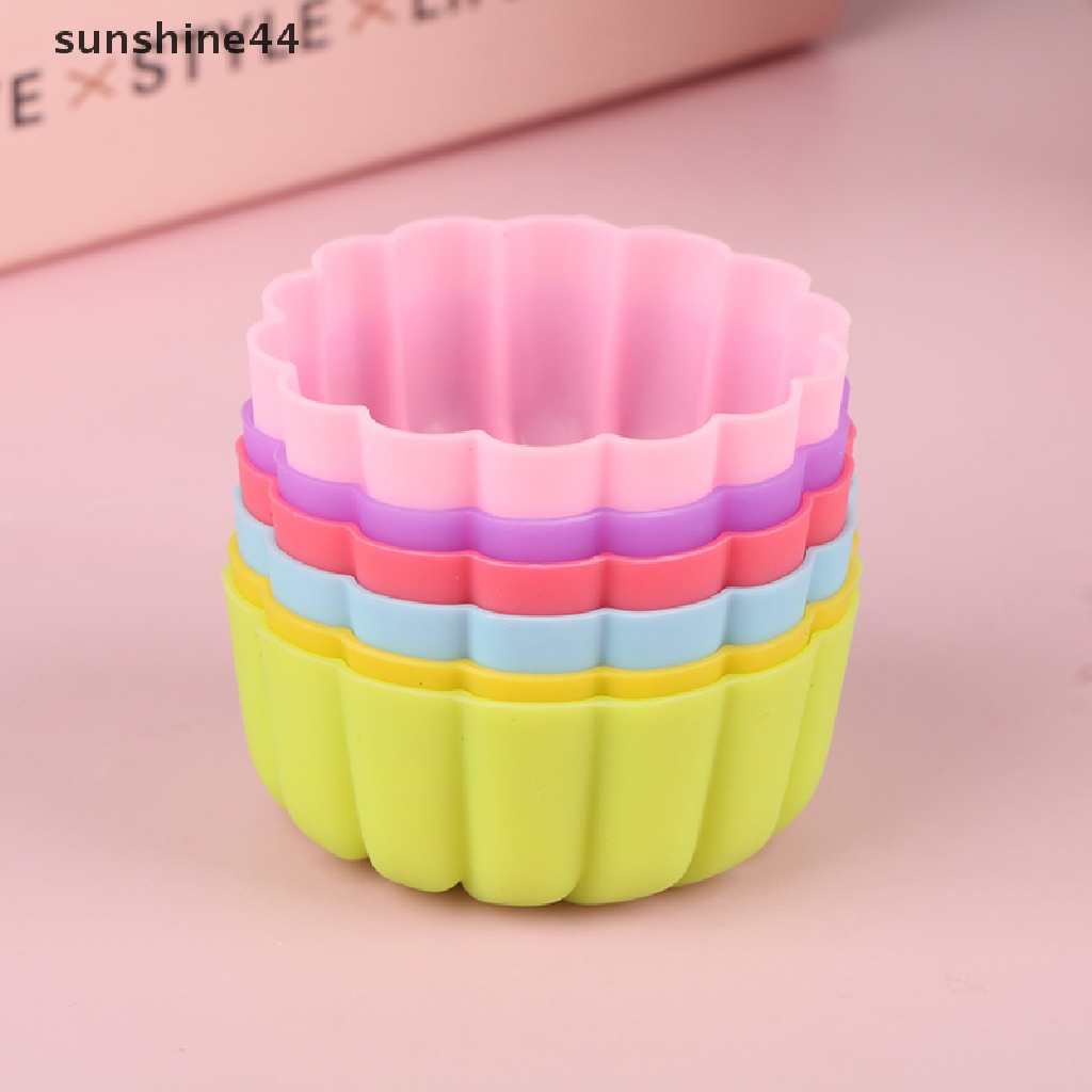 Sunshine 5Pcs Cetakan Adonan Kue Desain Bunga Pumpkin Bahan Silikon, 5cm