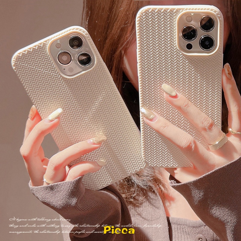 Soft Case Desain Sweater Rajut Simpel Untuk IPhone 11 Pro MAX 7 8 Plus XR 12 13 14 Pro MAX 7 Plus 8 Plus X XS MAX SE 2020