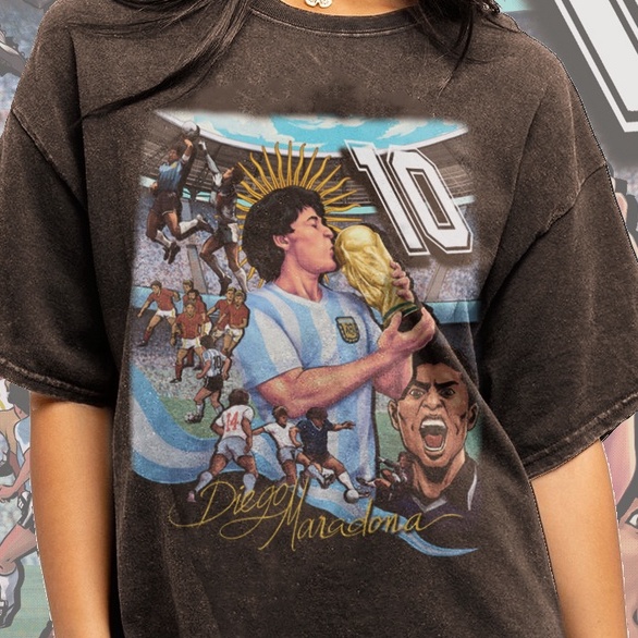 Kaos Piala Dunia Retro Vintage Diego Maradona