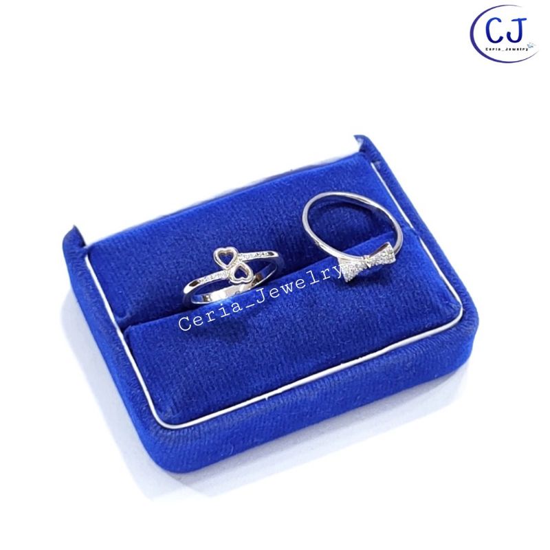 Cincin Perak Asli Silver 925 Lapis Emas Putih Model Casual dan Elegan - Perhiasan Perak