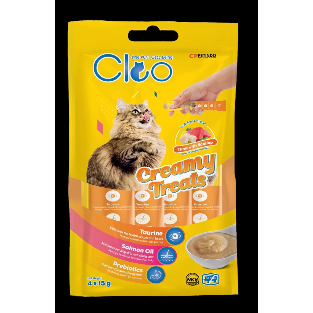 Cleo Creamy Treats Snack Kucing 60gr Tuna Salmon Scallop