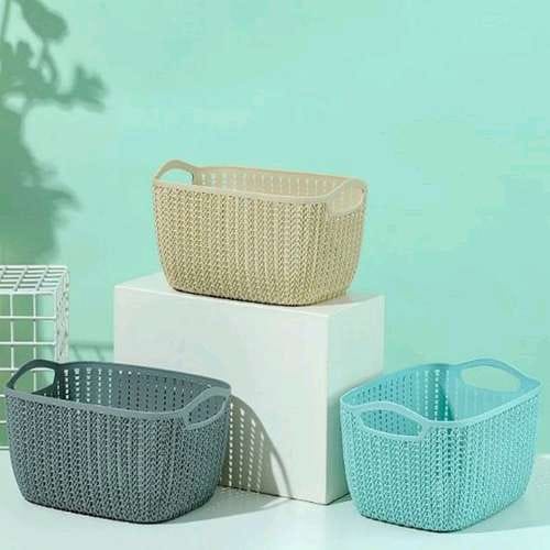 Bucket Keranjang Penyimpanan Multifungsi Rak Serbaguna Ukuran Kecil Persegi Plaited Rectangular multifunctional Storage Bucket