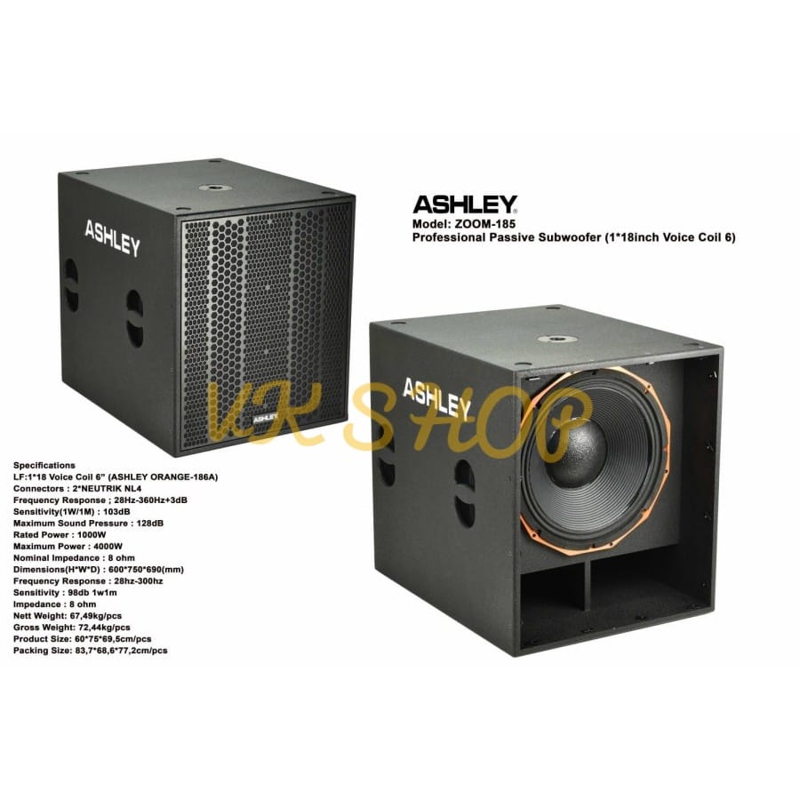 SUBWOOFER PASIF 18INCH ASHLEY ZOOM185 ORIGINAL SUB ASHLEY ZOOM-185