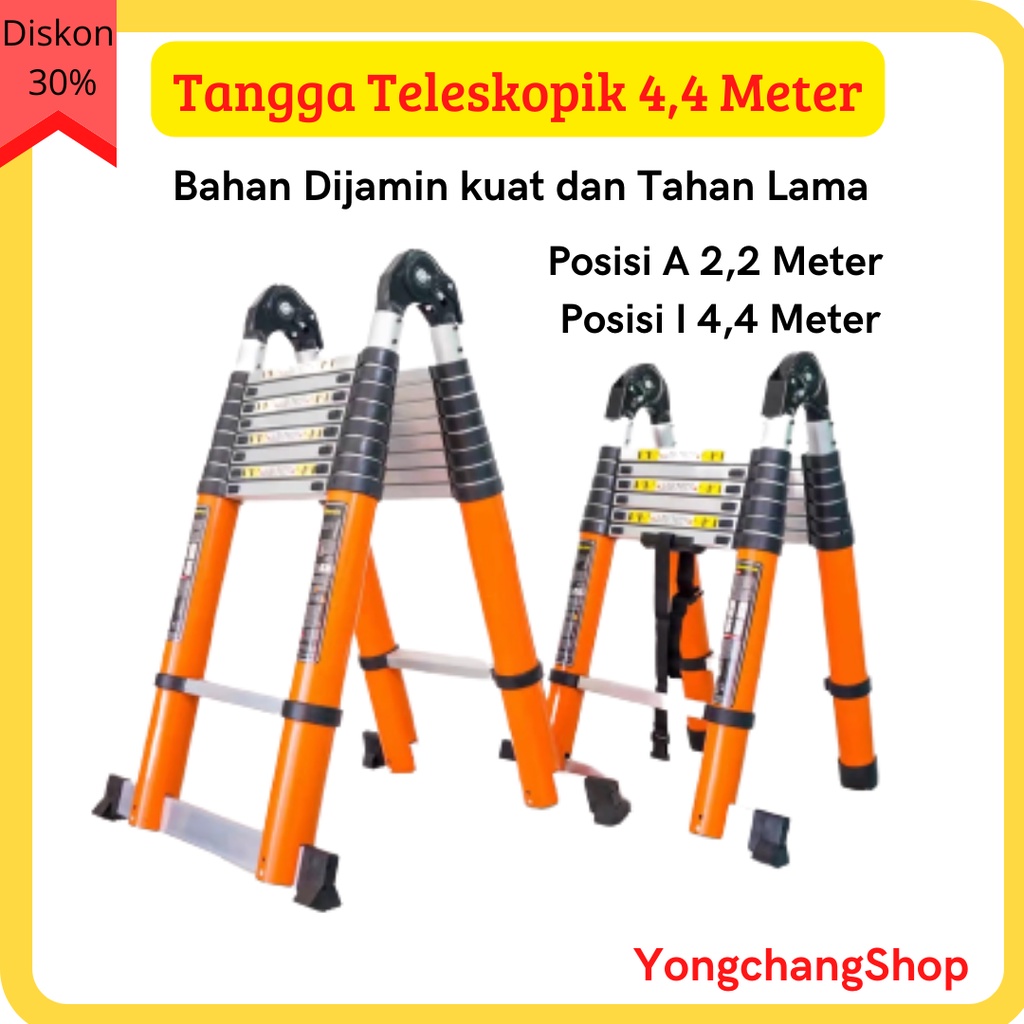 Tangga Teleskopik Ukuran 4,4Meter 4.4 Meter 4,4 Meter Tangga aluminium Tangga Lipat Murah