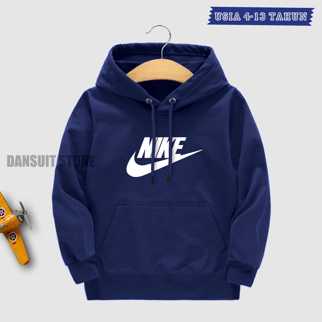 Sweater Hoodie Anak Laki-laki/Perempuan Usia 4-13 Tahun Hoodie Anak Motif Logo NIKE Bahan Tebal Premium