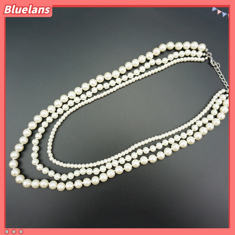 Kalung Panjang Multilayer Aksen Mutiara Tiruan Untuk Wanita