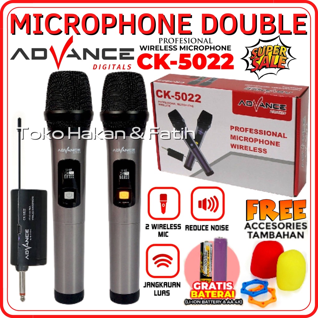 Mic Wireless Double Advance CK-5022 - Advance CK 5022 Profesional 2 Mic Wireless Microphone Karoke M